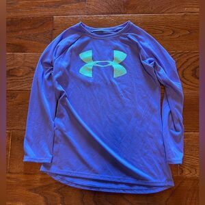 Under Armour girls size small purple and seafoam heat gear long sleeve t shirt